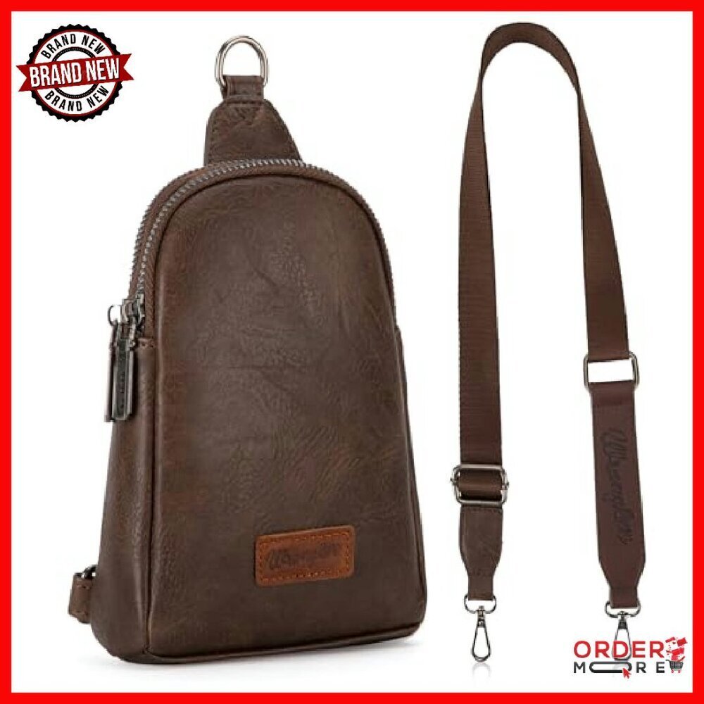 PU Leather Crossbody Sling Bag - Adjustable Strap, Multiple Compartments - Picture 6 of 8